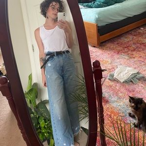 Abercrombie Cropped Wide Leg Pants Light Denim